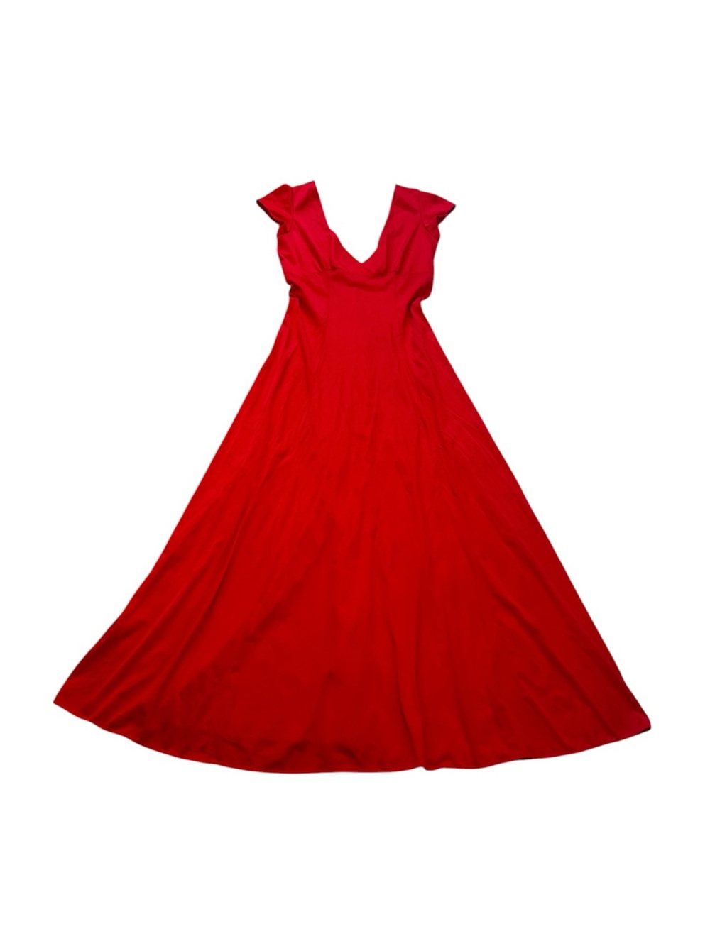 Cinandre Vintage Lingerie Nightgown Dress Flowy Red Midi Cap Sleeve Romantic